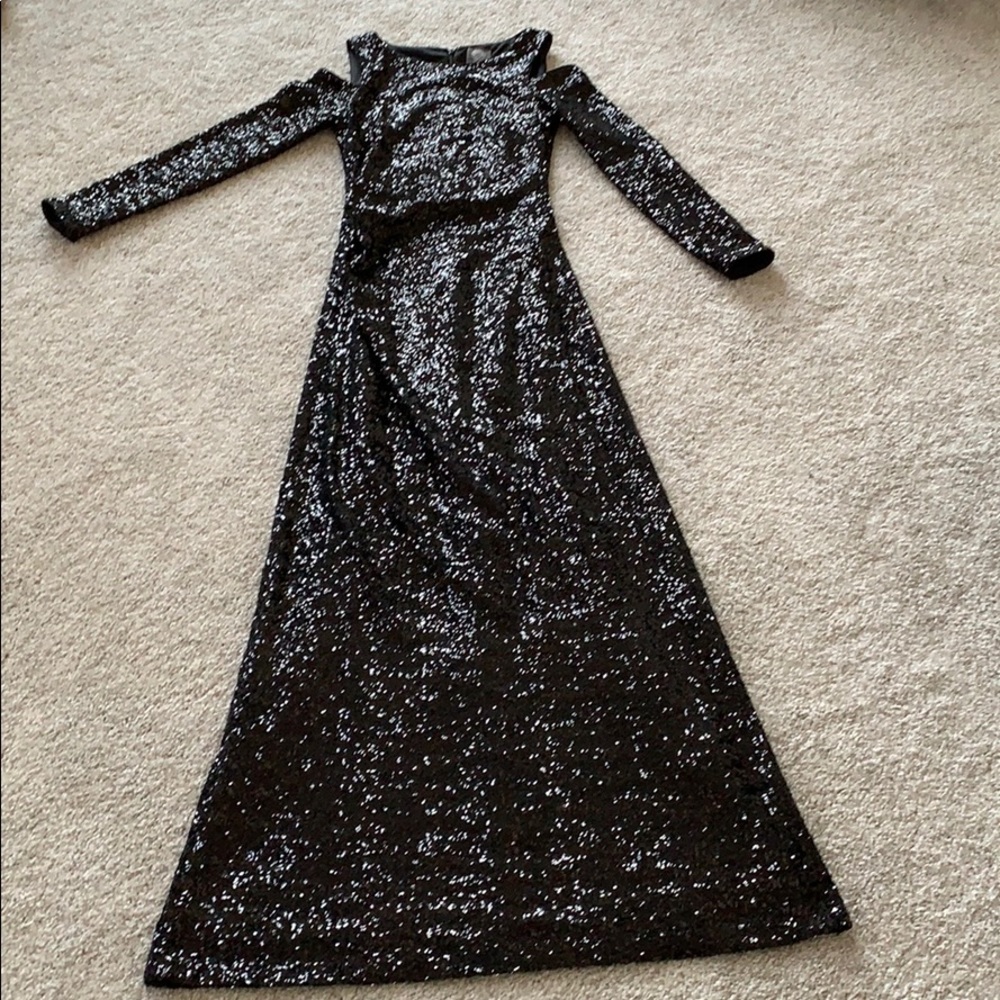 Vince Camuto black sequin gown